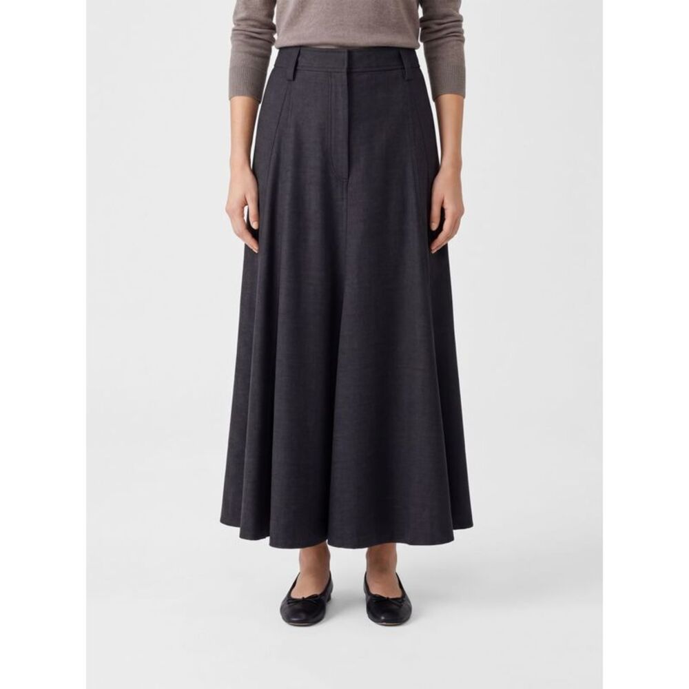 Brunello Cucinelli Women Brunello Cucinelli Grey Virgin Wool A-Line Midi Skirt